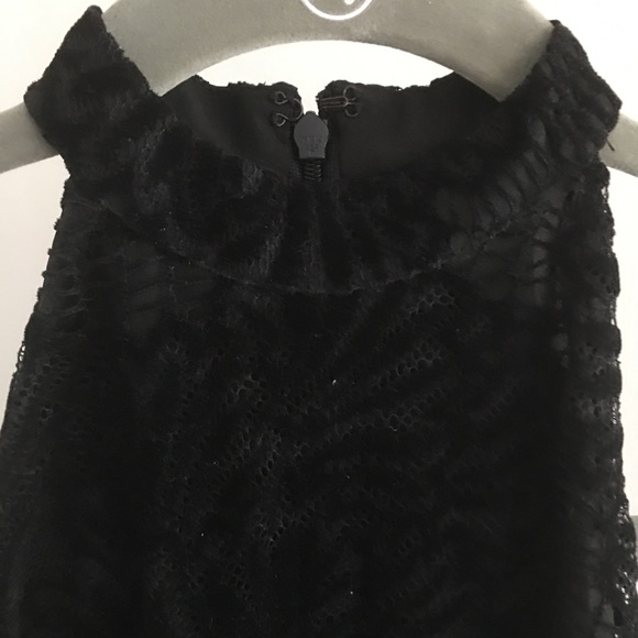 Loft Faux Velvet Floral Black Dress Size 0 - Picture 4 of 5